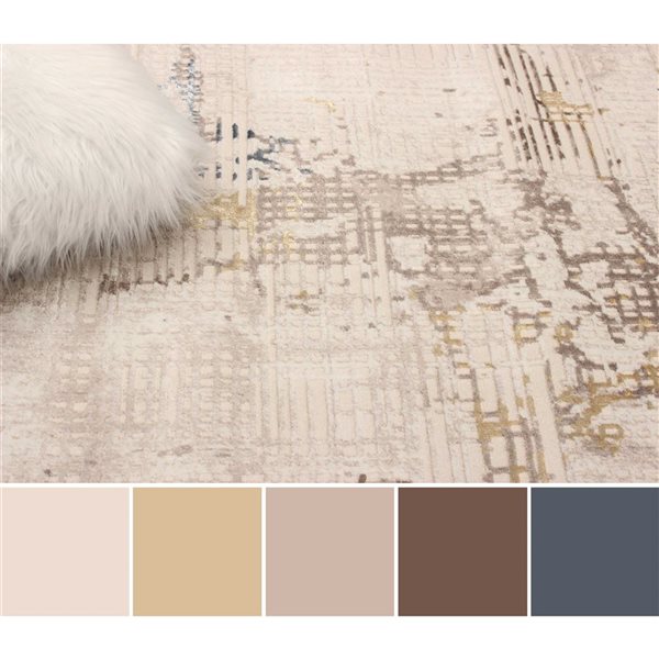 ECARPET Jane 5 x 8-ft Ivory/Beige Polyester Contemporary/Modern Indoor Abstract Pattern Area Rug