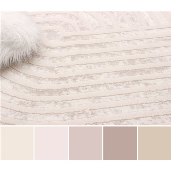 ECARPET Brie 8 x 10-ft Ivory/Beige/Pink Polyester Contemporary/Modern Abstract Pattern Area Rug