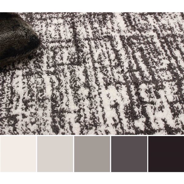 ECARPET Colton 5 x 8-ft Ivory/Grey Polyester Contemporary/Modern Plush and Shags Abstract Pattern Area Rug