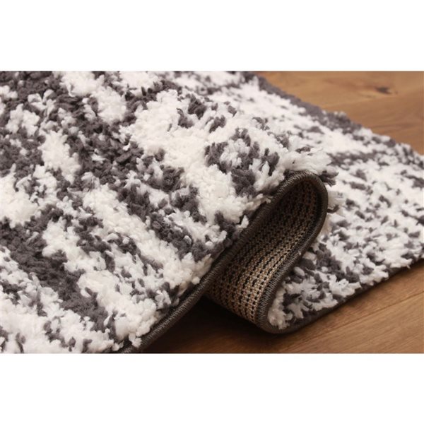 ECARPET Colton 5 x 8-ft Ivory/Grey Polyester Contemporary/Modern Plush and Shags Abstract Pattern Area Rug