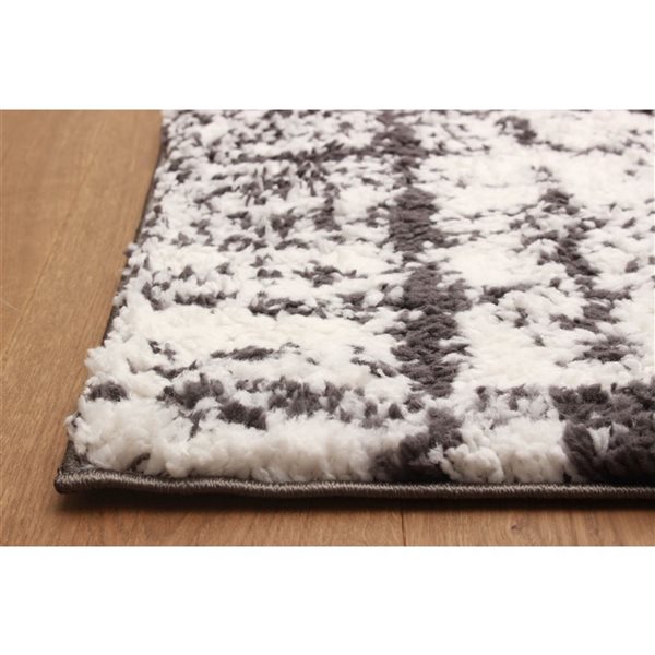 ECARPET Colton 5 x 8-ft Ivory/Grey Polyester Contemporary/Modern Plush and Shags Abstract Pattern Area Rug