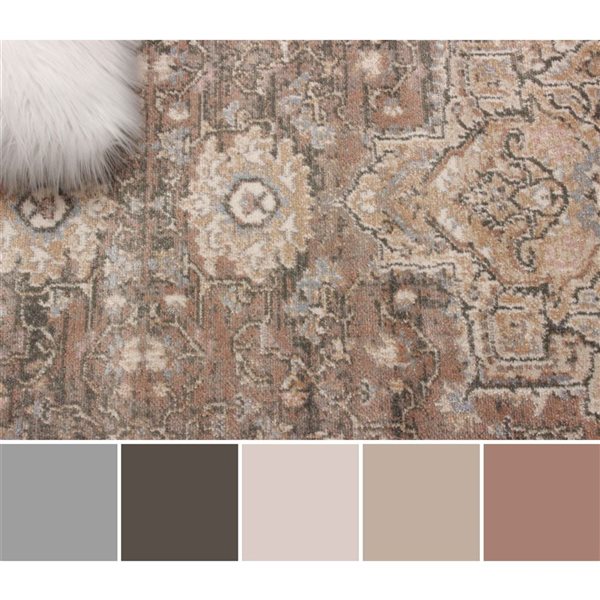 ECARPET Ashby 2.8 x 8.2-ft Tan Polypropylene Traditional Indoor Floral/Medallion Pattern Runner Rug