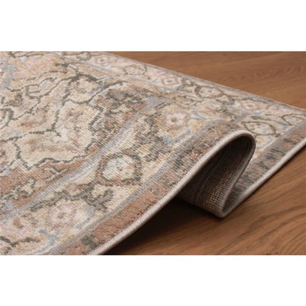 ECARPET Ashby 2.8 x 8.2-ft Tan Polypropylene Traditional Indoor Floral/Medallion Pattern Runner Rug