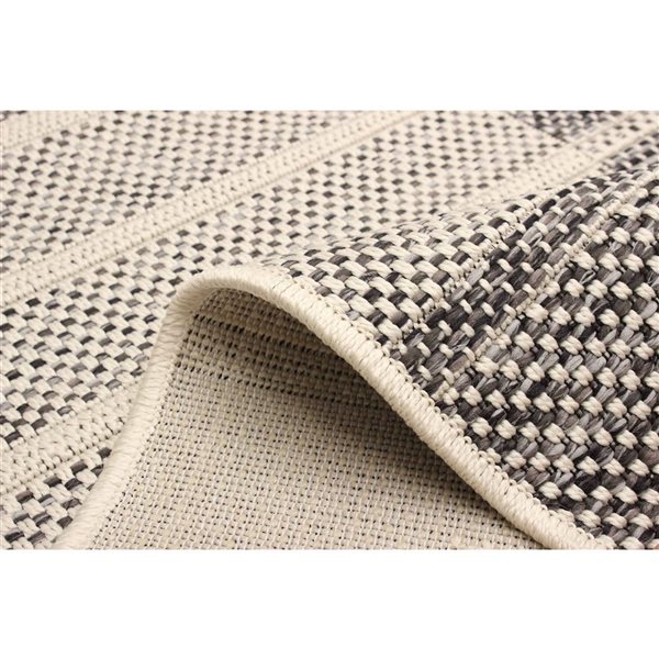 ECARPET Atlas 2.8 x 8.2-ft Ivory Polypropylene Nautical Coastal Indoor Abstract Pattern Runner Rug