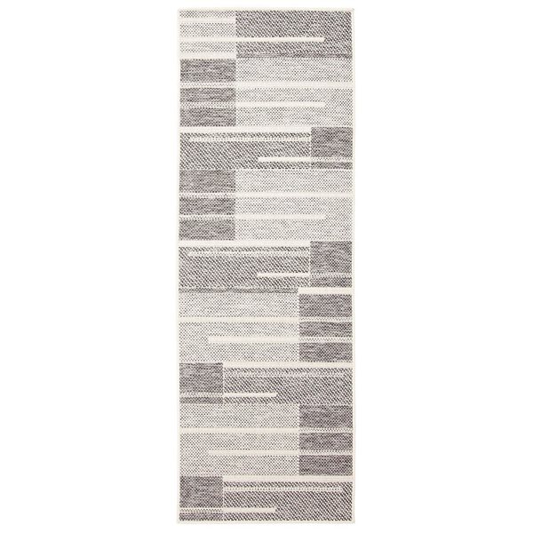 ECARPET Atlas 2.8 x 8.2-ft Ivory Polypropylene Nautical Coastal Indoor Abstract Pattern Runner Rug