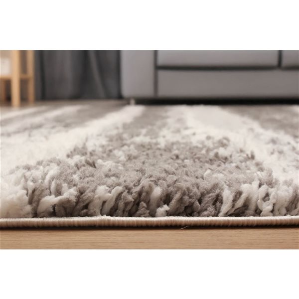 ECARPET Brindle 8 x 10-ft Ivory/Taupe Polyester Contemporary/Modern Plush and Shags Indoor Area Rug