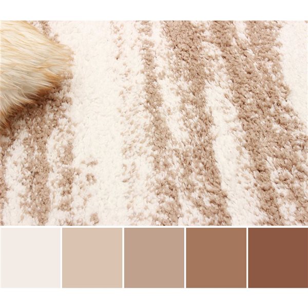 ECARPET Sirius 5 x 8-ft Ivory/Brown Polyester Contemporary/Modern Plush and Shags Abstract Pattern Area Rug