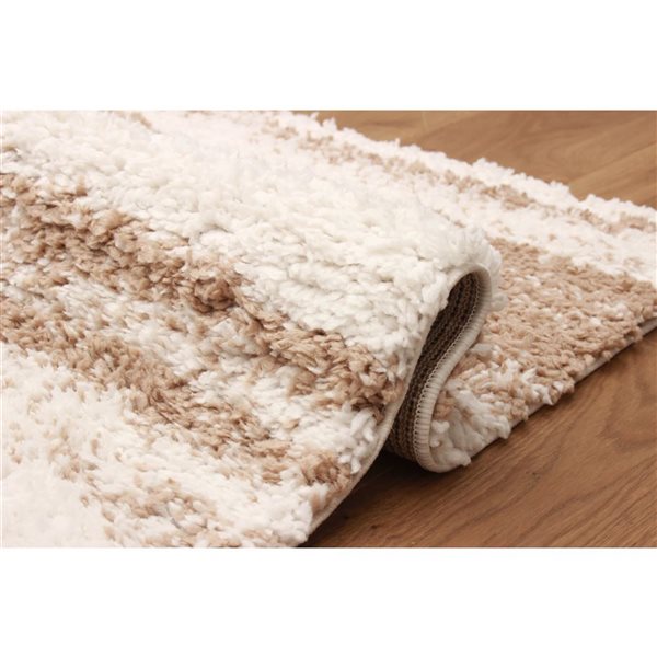 ECARPET Sirius 5 x 8-ft Ivory/Brown Polyester Contemporary/Modern Plush and Shags Abstract Pattern Area Rug