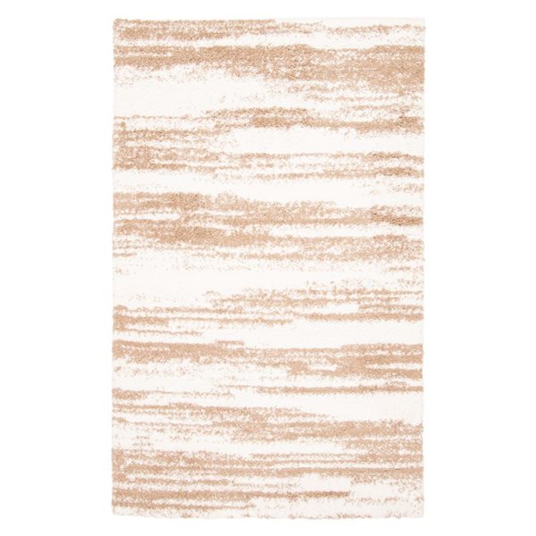 ECARPET Sirius 5 x 8-ft Ivory/Brown Polyester Contemporary/Modern Plush and Shags Abstract Pattern Area Rug