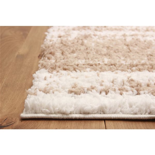 ECARPET Sirius 5 x 8-ft Ivory/Brown Polyester Contemporary/Modern Plush and Shags Abstract Pattern Area Rug