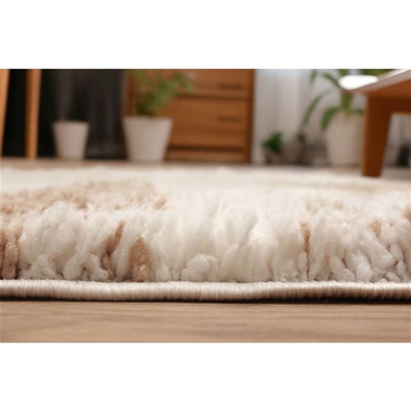 ECARPET Sirius 5 x 8-ft Ivory/Brown Polyester Contemporary/Modern Plush and Shags Abstract Pattern Area Rug