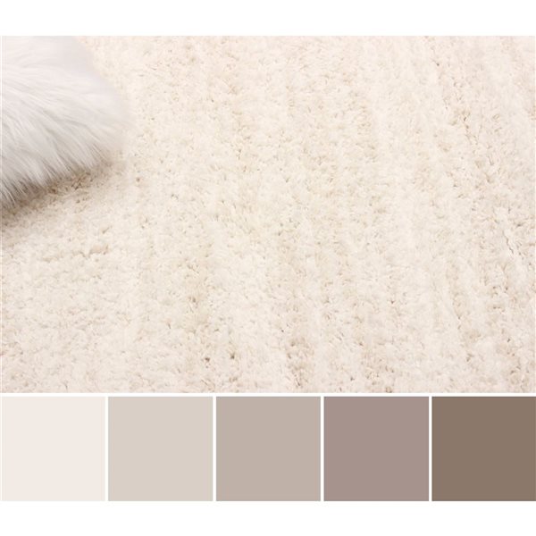 ECARPET Yeti 5 x 8-ft Ivory/Grey Polyester Contemporary/Modern Indoor Plush and Shags Area Rug