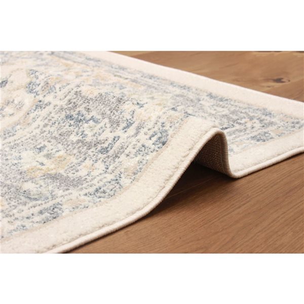 ECARPET Bijara 8 x 10-ft Ivory/Beige/Blue Polyester Traditional Indoor Medallion Pattern Area Rug