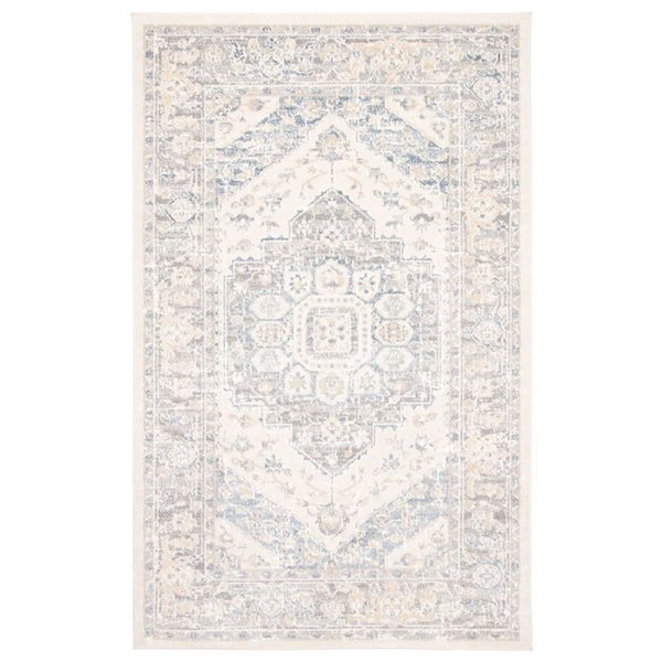 ECARPET Bijara 8 x 10-ft Ivory/Beige/Blue Polyester Traditional Indoor Medallion Pattern Area Rug