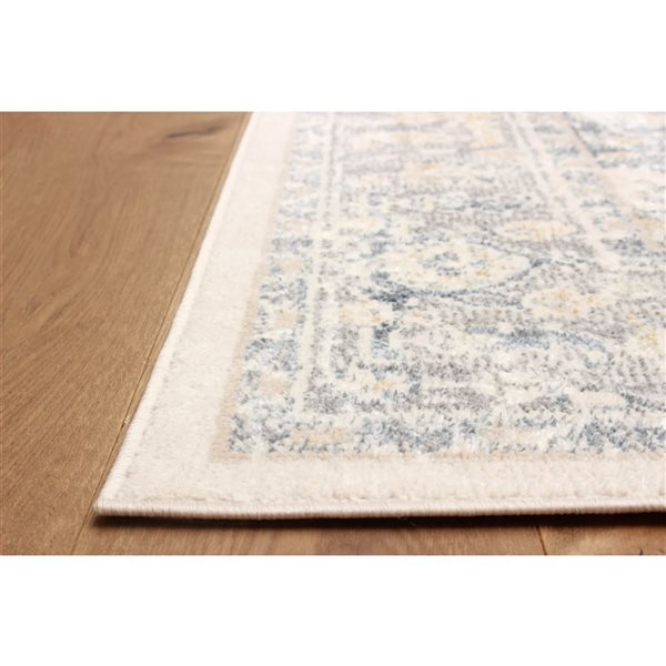 ECARPET Bijara 8 x 10-ft Ivory/Beige/Blue Polyester Traditional Indoor Medallion Pattern Area Rug