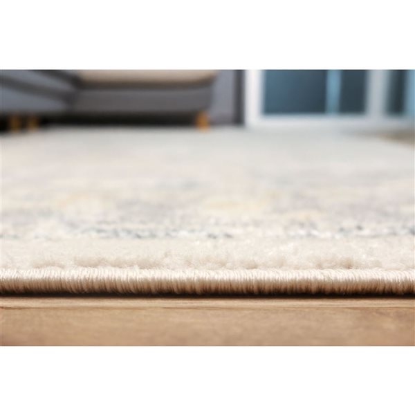 ECARPET Bijara 8 x 10-ft Ivory/Beige/Blue Polyester Traditional Indoor Medallion Pattern Area Rug