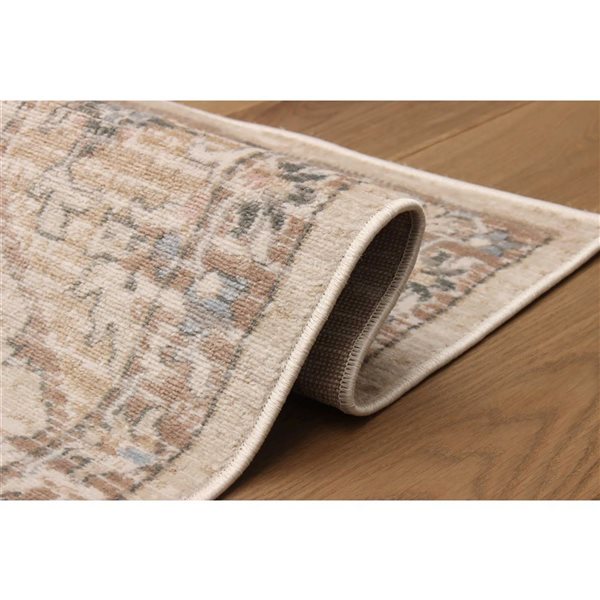 ECARPET Arden 8 x 10-ft Beige Polypropylene Traditional Indoor Floral/Medallion Pattern Area Rug