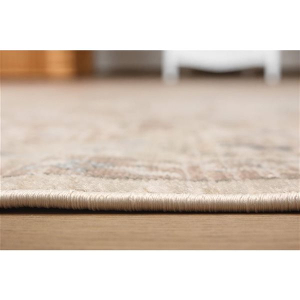 ECARPET Arden 8 x 10-ft Beige Polypropylene Traditional Indoor Floral/Medallion Pattern Area Rug