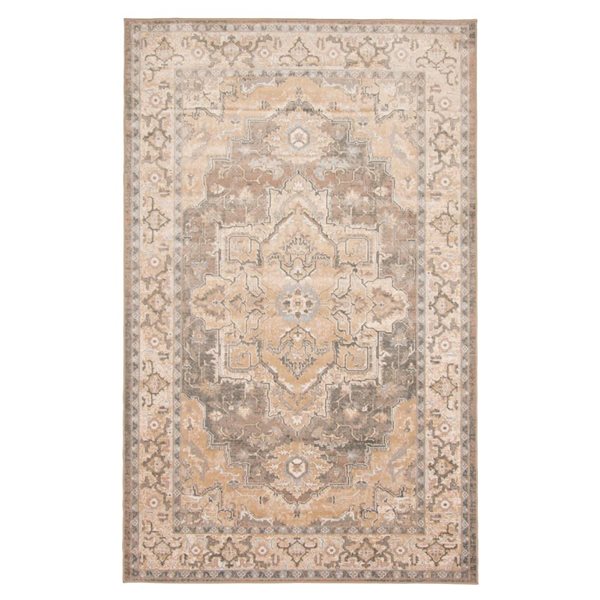 ECARPET Ashby 5 x 8-ft Tan Polypropylene Traditional Indoor Floral/Medallion Pattern Area Rug