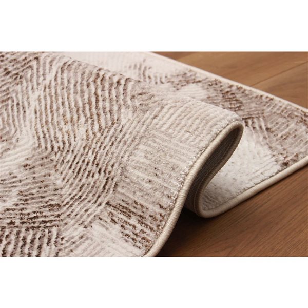 ECARPET Nala 5 x 8-ft Ivory/Taupe/Brown Polyester Contemporary/Modern Abstract Pattern Area Rug