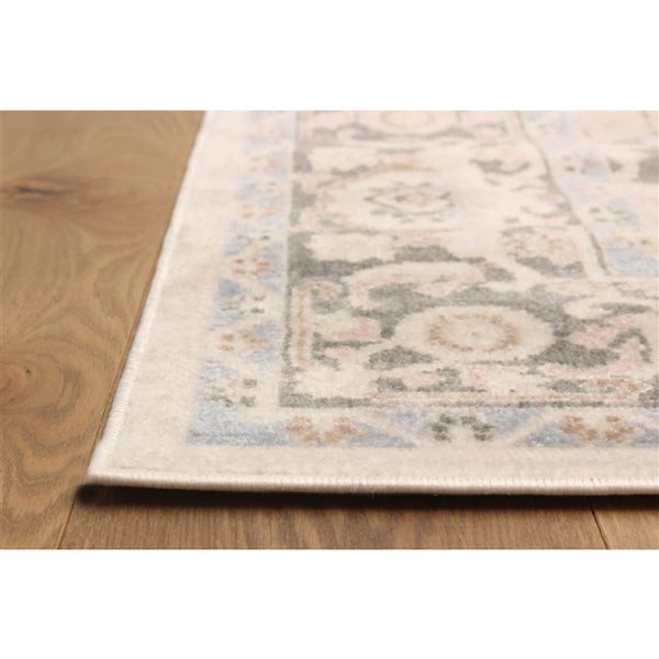 ECARPET Myra 5 x 8-ft Ivory/Beige/Grey/Pink Polypropylene Traditional Medallion Pattern Area Rug