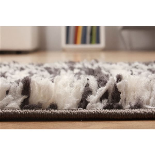 ECARPET Colton 8 x 10-ft Ivory/Grey Polyester Contemporary/Modern Plush and Shags Abstract Pattern Area Rug