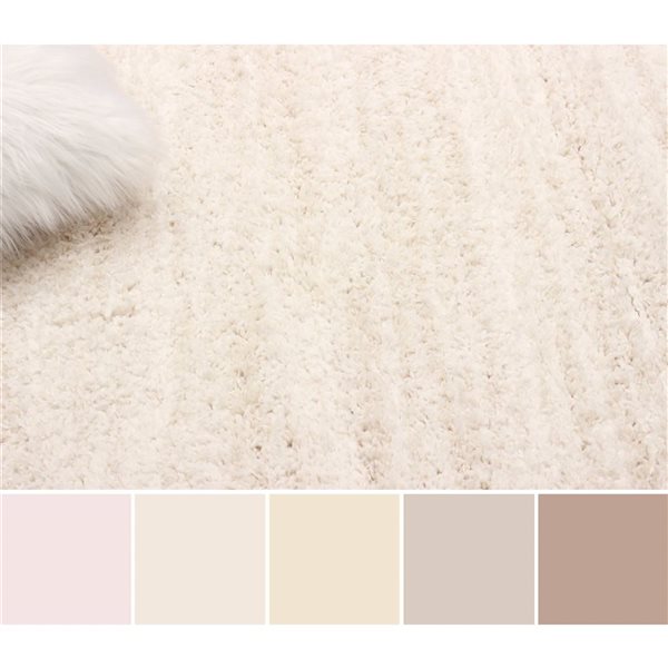 ECARPET Yeti 5 x 8-ft Ivory/Beige Polyester Contemporary/Modern Indoor Plush and Shags Area Rug