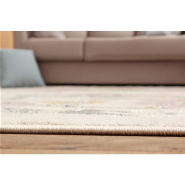 ECARPET Rococo 8 x 10-ft Ivory/Beige Polyester Traditional Indoor Medallion Pattern Area Rug