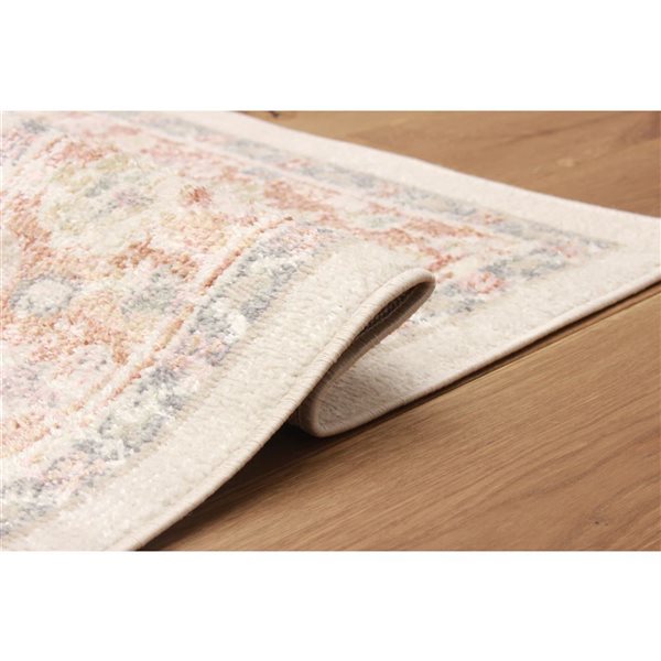 ECARPET Bijara 5 x 8-ft Beige/Copper/Pink Polyester Traditional Indoor Medallion Pattern Area Rug