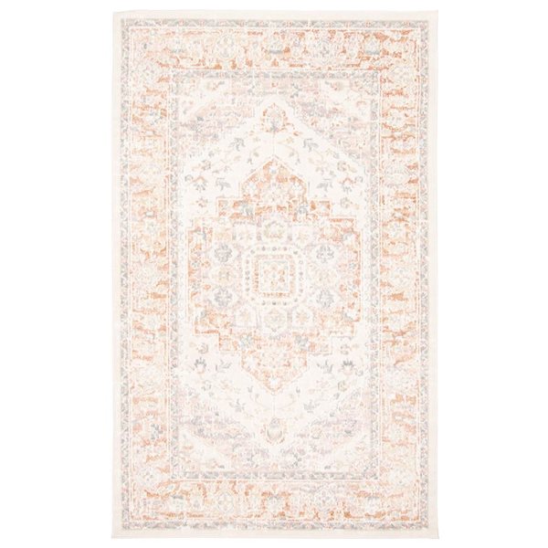 ECARPET Bijara 5 x 8-ft Beige/Copper/Pink Polyester Traditional Indoor Medallion Pattern Area Rug