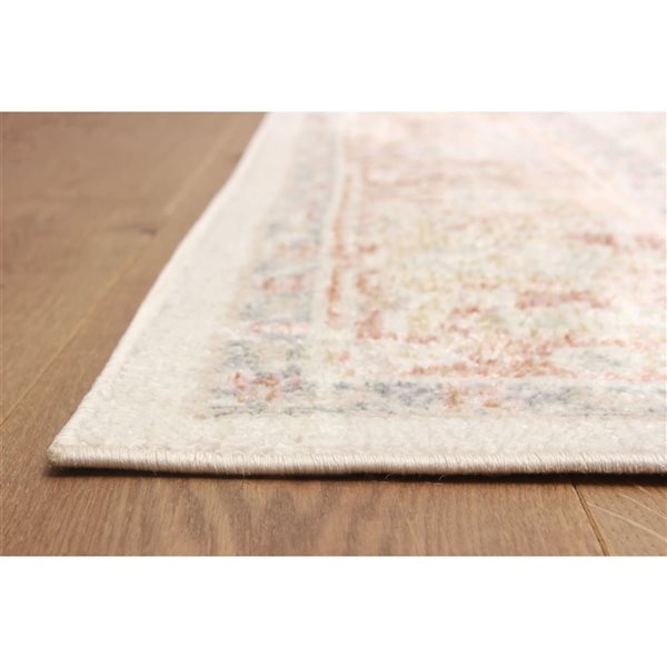 ECARPET Bijara 5 x 8-ft Beige/Copper/Pink Polyester Traditional Indoor Medallion Pattern Area Rug