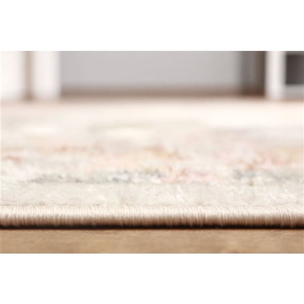 ECARPET Bijara 5 x 8-ft Beige/Copper/Pink Polyester Traditional Indoor Medallion Pattern Area Rug