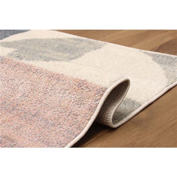 ECARPET Bennett 5 x 8-ft Ivory/Pink/Grey Polyester Contemporary/Modern Indoor Geometric Pattern Area Rug