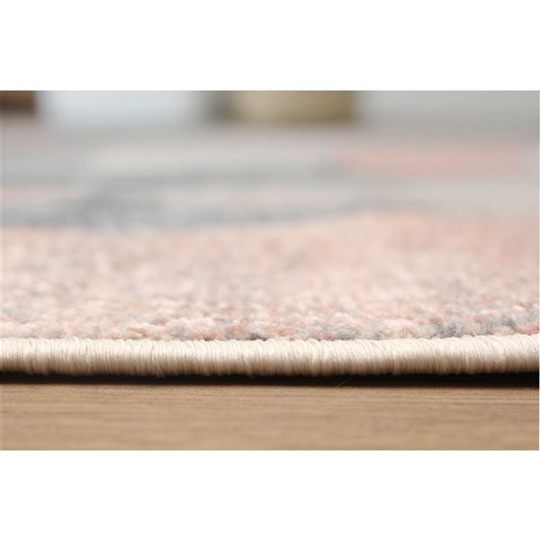 ECARPET Bennett 5 x 8-ft Ivory/Pink/Grey Polyester Contemporary/Modern Indoor Geometric Pattern Area Rug