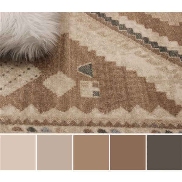 ECARPET Lia 8 x 10-ft Beige/Brown Polypropylene Transitional Indoor Tribal Patternl Area Rug