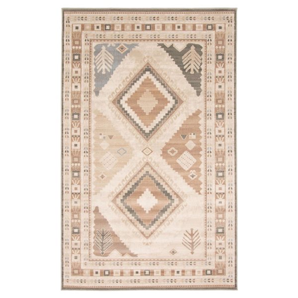 ECARPET Lia 8 x 10-ft Beige/Brown Polypropylene Transitional Indoor Tribal Patternl Area Rug