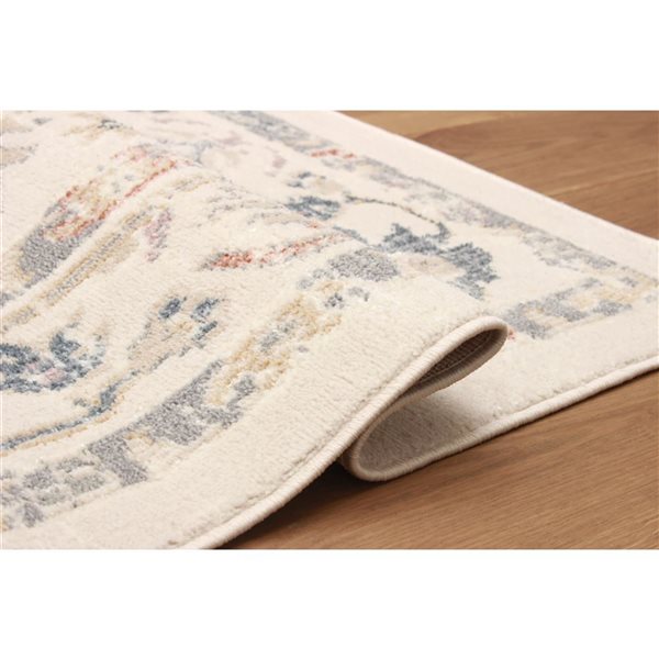 ECARPET Rococo 5 x 8-ft Ivory/Beige Polyester Traditional Indoor Medallion Pattern Area Rug