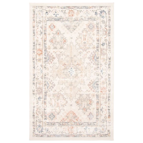 ECARPET Rococo 5 x 8-ft Ivory/Beige Polyester Traditional Indoor Medallion Pattern Area Rug