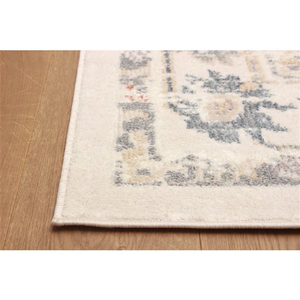 ECARPET Rococo 5 x 8-ft Ivory/Beige Polyester Traditional Indoor Medallion Pattern Area Rug