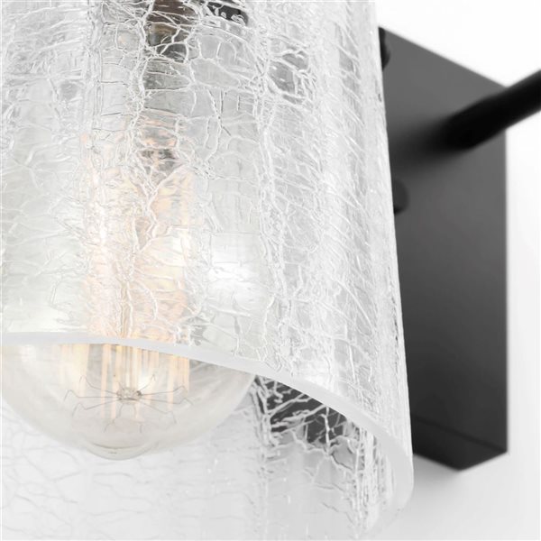 Generation Lighting Crofton 33-in W Black Metal 4-Light Modern Vanity Light w/ Crackle Glass