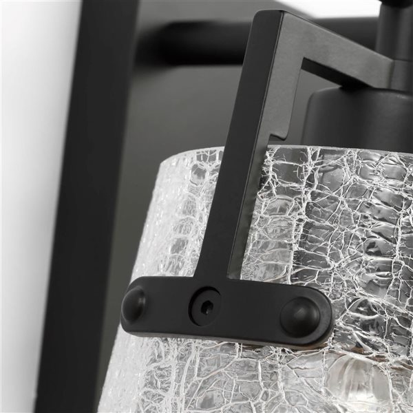 Generation Lighting Crofton 33-in W Black Metal 4-Light Modern Vanity Light w/ Crackle Glass