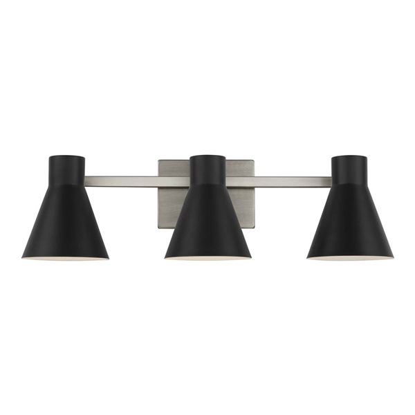 Generation Lighting Towner 26-in W Brushed Nickel/Black Metal 3-Light Transitional Vanity Light