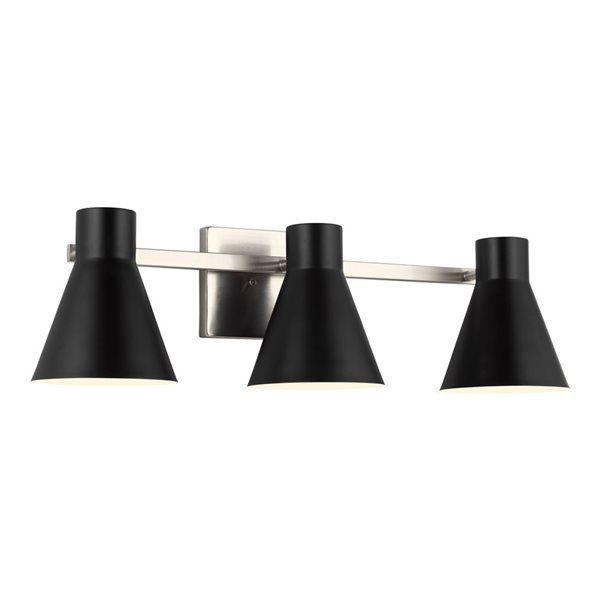 Generation Lighting Towner 26-in W Brushed Nickel/Black Metal 3-Light Transitional Vanity Light