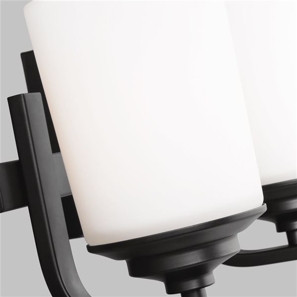 Generation Lighting Kemal 24-in W Black Metal 3-Light Transitional Vanity Light w/ White Etched Glass