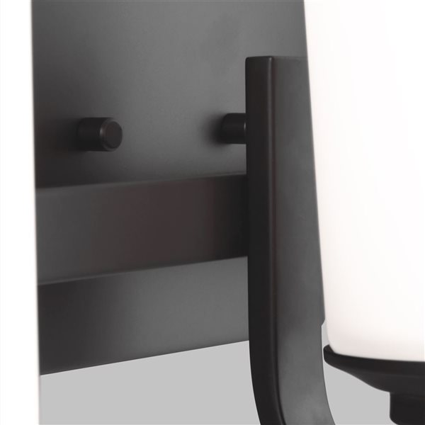 Generation Lighting Kemal 24-in W Black Metal 3-Light Transitional Vanity Light w/ White Etched Glass