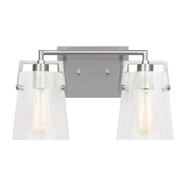 Generation Lighting Crofton 15-in W Brushed Nickel Metal 2-Light Modern Vanity Light w/ Crackle Glass