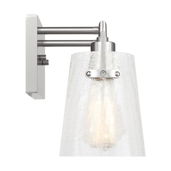 Generation Lighting Crofton 15-in W Brushed Nickel Metal 2-Light Modern Vanity Light w/ Crackle Glass