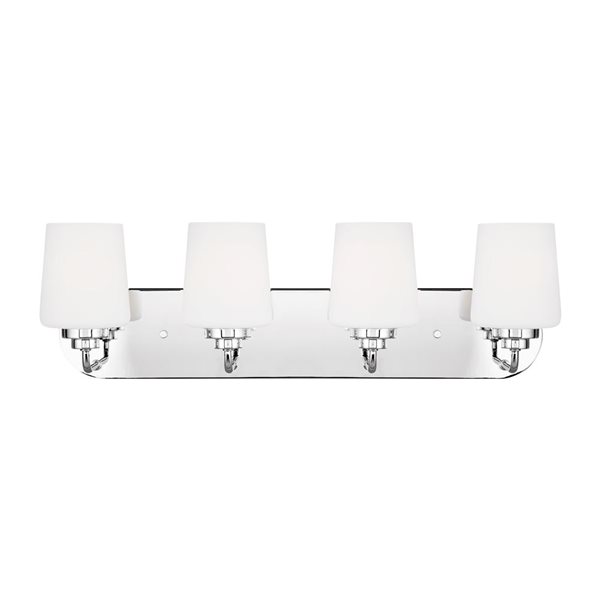Generation Lighting Windom Steel Frame 4-Light Etched Glass Cylinder Shade Bath Vanity Wall Light - Chrome