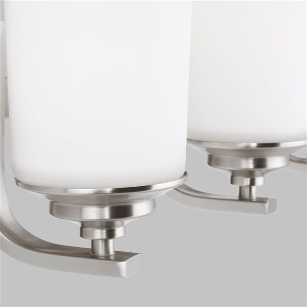 Generation Lighting Kemal Steel Frame 3-Light Etched Glass Shade Bath Vanity Wall Light - Nickel