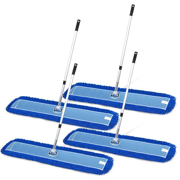 Gritt Commercial All-In-One 60-in Microfibre Dust Mop Set w/ 72-in Telescopic Handle - 4/Pk